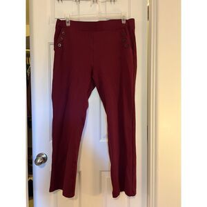 Betabrand Dress Work Yoga Pants Stretchy 2XL Petite Maroon Red Sailor 6 button